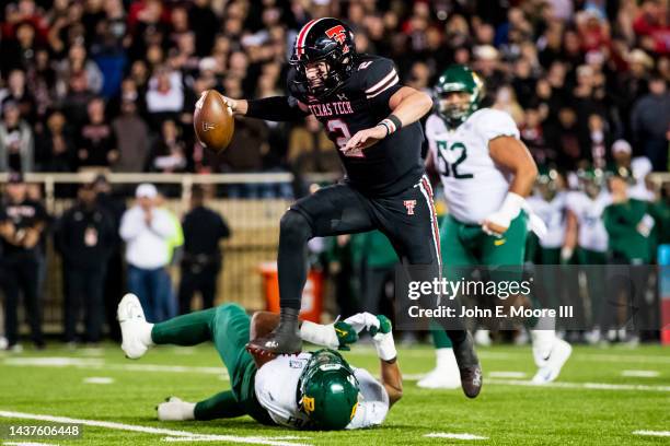 Quarterback Behren Morton of the Texas Tech Red Raiders runs for a touchdown during the second half of the game against the Baylor Bears at Jones...