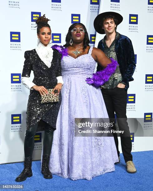 Musicians JUNO The Artist, Shea Diamond, and Topher Wright attend the 2022 Human Rights Campaign National Dinner at Walter E. Washington Convention...