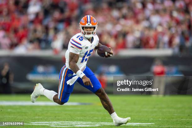 Anthony Richardson of the Florida Gators runs for yardage during the second half of a game against the Georgia Bulldogs at TIAA Bank Field on October...