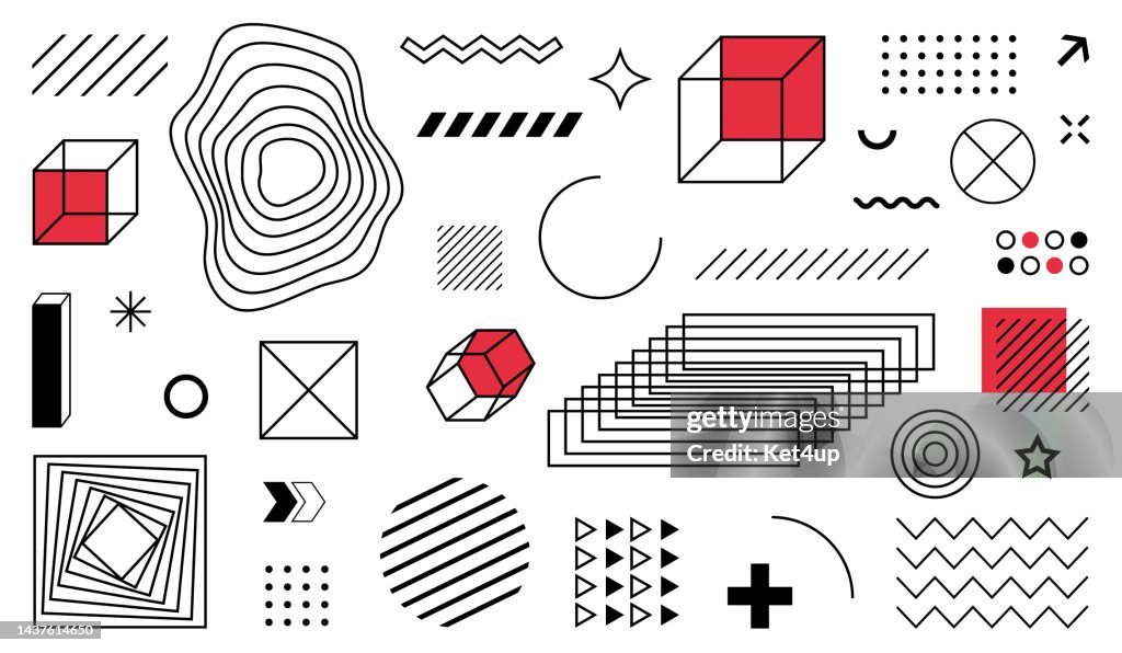 Design Element Shape Examples Abstract Design Symbols And Elements Set Of Geometric Shapes High-Res ...