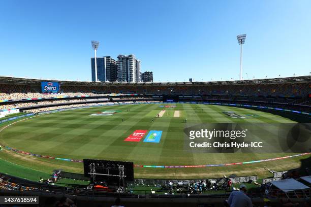 General view during the ICC Men's T20 World Cup match between Bangladesh and Zimbabwe at The Gabba on October 30, 2022 in Brisbane, Australia.