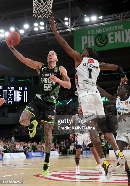 Mitchell Creek of the Phoenix drives to the basket during the round five NBL match between South East Melbourne Phoenix and Adelaide 36ers at John...