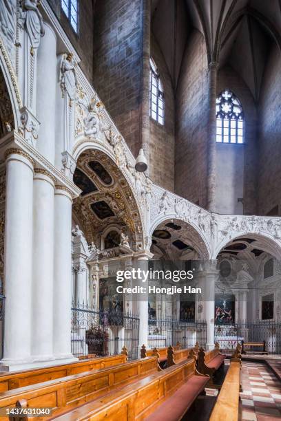 interior structure and decoration of salzburg cathedral, austria. - domplatz salzburg stock pictures, royalty-free photos & images