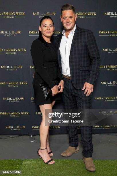 Kate Jesaulenko and Trent Croad attend India Fashion Week Australia at Marvel Stadium on October 30, 2022 in Melbourne, Australia.