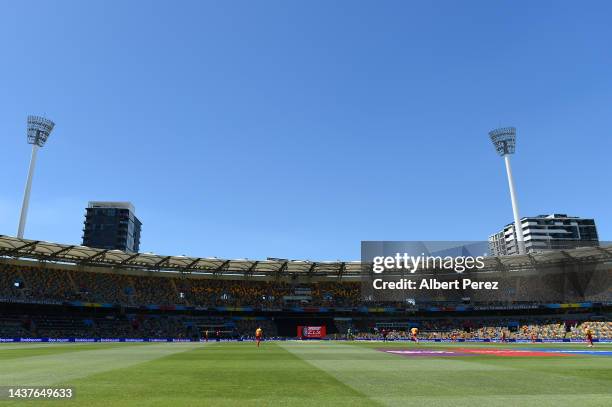 General view is seen during the ICC Men's T20 World Cup match between Bangladesh and Zimbabwe at The Gabba on October 30, 2022 in Brisbane, Australia.