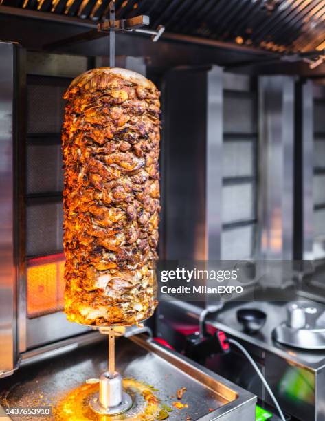 delicious gyros freshly roasted - doner kebab fast food stock pictures, royalty-free photos & images