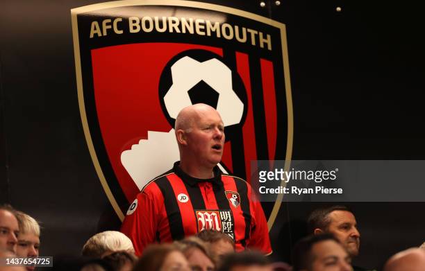 Bournemouth supporter looks on during the Premier League match between AFC Bournemouth and Tottenham Hotspur at Vitality Stadium on October 29, 2022...