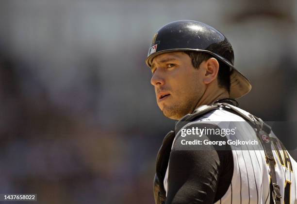 Catcher Humberto Cota of the Pittsburgh Pirates looks on from the field during a Major League Baseball game against the New York Mets at PNC Park on...