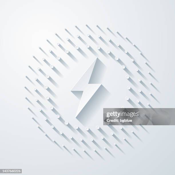 stockillustraties, clipart, cartoons en iconen met wireless charging. icon with paper cut effect on blank background - lightening bolt backgrounds