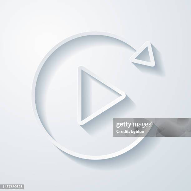 replay. icon with paper cut effect on blank background - replay stock illustrations