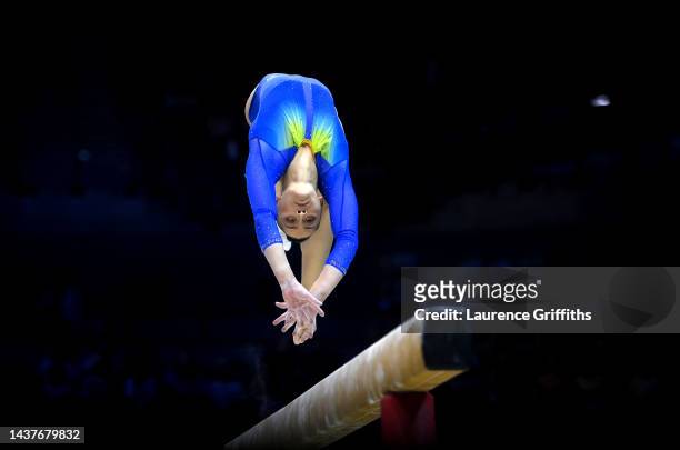 Nathalie Westlund of Team Sweden competes on Balance Beam during Women's Qualification on Day Two of the FIG Artistic Gymnastics World Championships...