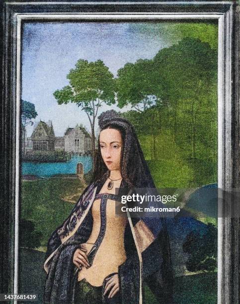 portrait of joanna of castile (historically known as joanna the mad) - queen of castile and queen of aragon - queen of spain stock pictures, royalty-free photos & images