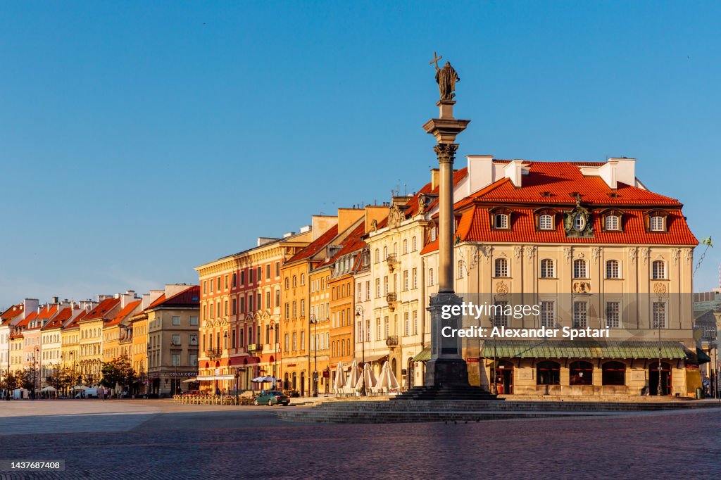 King Zygamunt Column at Castle Square in Warsaw old town, Poland
