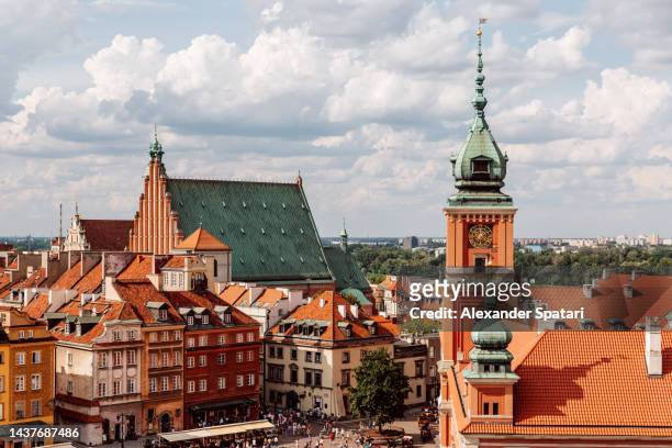 warsaw old town aerial view, poland - warsaw stock pictures, royalty-free photos & images