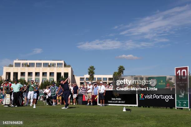 General view as Eddie Pepperell of England tees off on the 10th hole during Day Four of the Portugal Masters at Dom Pedro Victoria Golf Course on...