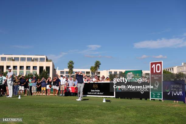 General view as Jordan Smith of England tees off on the 10th hole during Day Four of the Portugal Masters at Dom Pedro Victoria Golf Course on...