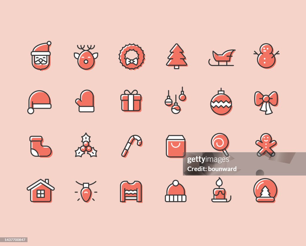 Christmas Line Icons. Editable Stroke.