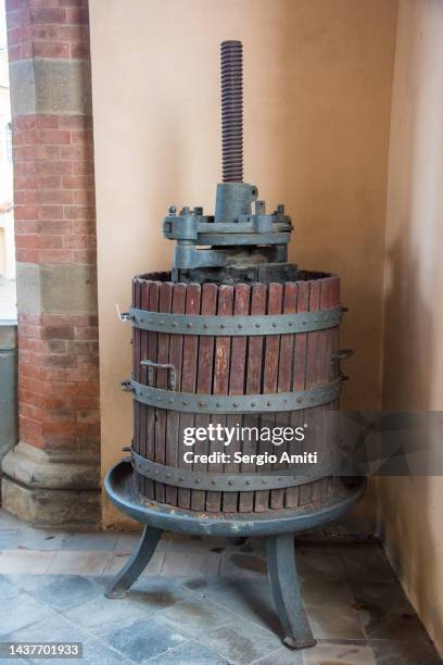 antique wine press - wooden wine press stock pictures, royalty-free photos & images