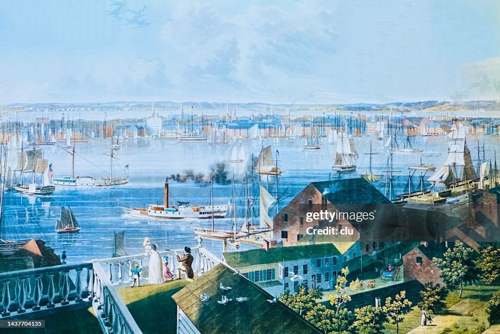 New York City, von Brooklyn Heights aus gesehen, 1837