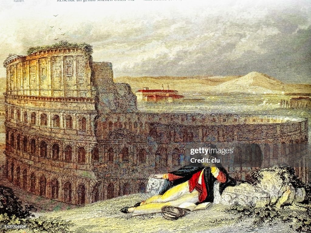 Lord Byron Rome Lord Byron In Italy At The Colosseum Rome High-Res Vector Graphic ...