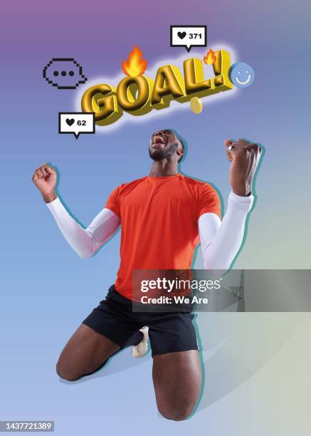 football fan celebrating goal - coach playbook stock pictures, royalty-free photos & images