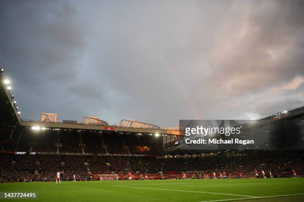 General view inside the stadium during the Premier League match between Manchester United and West Ham United at Old Trafford on October 30, 2022 in...