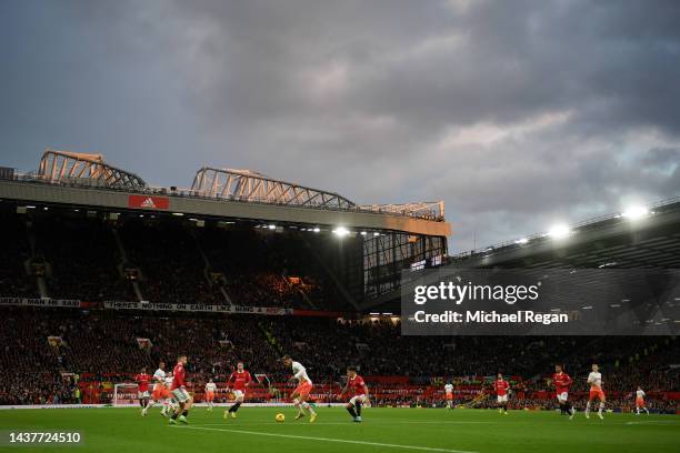 General view inside the stadium during the Premier League match between Manchester United and West Ham United at Old Trafford on October 30, 2022 in...