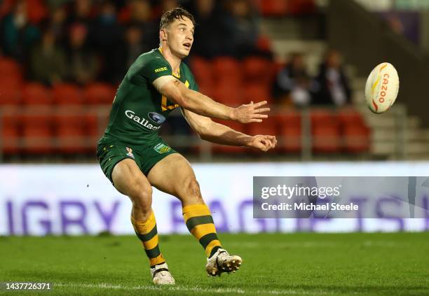 Cameron Murray of Australia during Rugby League World Cup 2021 Pool B match between Australia and Italy at Totally Wicked Stadium on October 29, 2022...