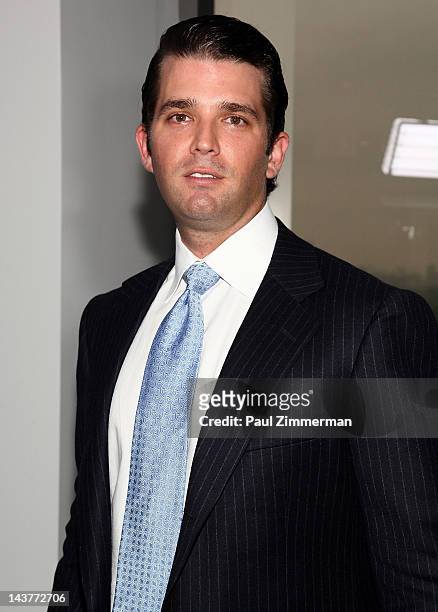 Donald Trump, Jr. Poses for pictures at Trump Tower on May 3, 2012 in New York City.