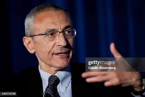 John Podesta, chair of the Center for American Progress, speaks at the Brookings Institution's Hamilton Project economic forum on taxes in...
