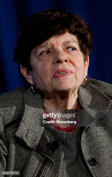 Alice Rivlin, senior fellow with the Brookings Institution, speaks at the Brookings Institution's Hamilton Project economic forum on taxes in...