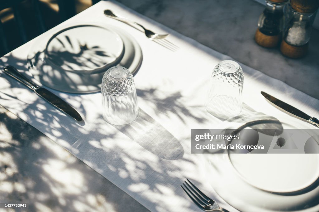 Served table of modern cafe.