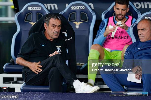 Maurizio Sarri head coach of S.S. Lazio during the Serie A match between SS Lazio and Salernitana at Stadio Olimpico on October 30, 2022 in Rome,...