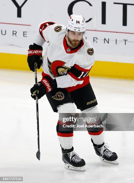 Tyler Motte of the Ottawa Senators skates prior to an NHL game against the Florida Panthers at the FLA Live Arena on October 29, 2022 in Sunrise,...