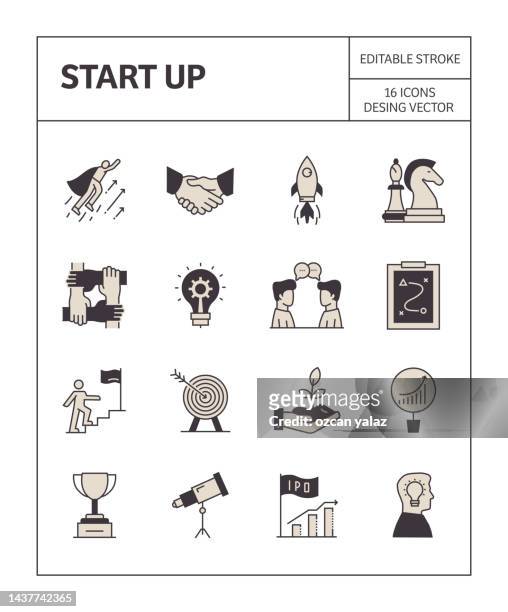 start up icon set simple appearance and colorful design. - appearance icon stock illustrations