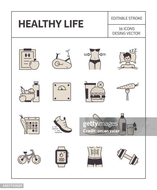 healthy life icon set simple appearance and colorful design. - appearance icon stock illustrations
