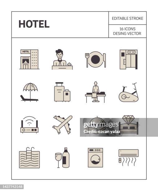 hotel and service  icon set simple appearance and colorful design. - appearance icon stock illustrations