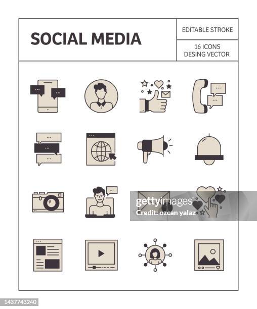 stockillustraties, clipart, cartoons en iconen met social media icon set simple appearance and colorful design. - application programming interface