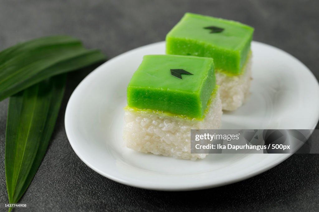 Seri Muka Kuih also known as the Pandan Custard Cake