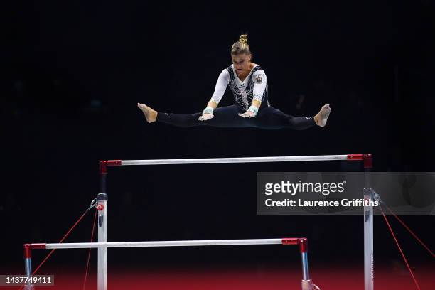 Elisabeth Seitz of Germany competes on Uneven Bars during Women's Qualification on Day Two of the FIG Artistic Gymnastics World Championships at M&S...