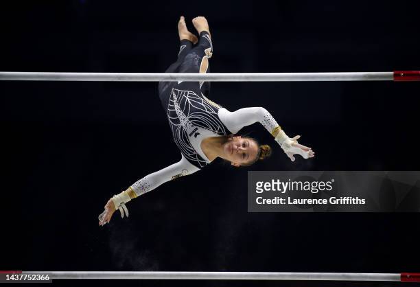 Karina Schoenmaier of Team Germany competes on Uneven Bars during Women's Qualification on Day Two of the FIG Artistic Gymnastics World Championships...