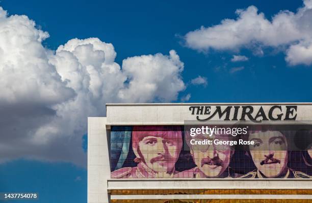 Billboard for The Beatles Cirque du Soleil Love show at the Mirage Hotel & Casino is viewed on September 16, 2022 in Las Vegas, Nevada. Conventions...