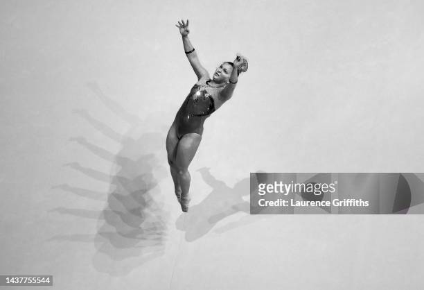 Yuliia Kasianenko of Team Ukraine competes on Floor during Women's Qualification on Day Two of the FIG Artistic Gymnastics World Championships at M&S...