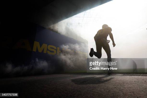 Cooper Kupp of the Los Angeles Rams takes to the field before a game against the San Francisco 49ers at SoFi Stadium on October 30, 2022 in...