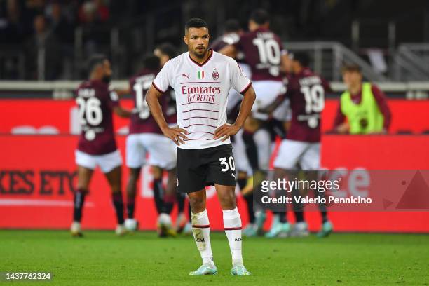 Junior Messias of AC Milan looks dejected after Aleksei Miranchuk of Torino FC scores their team's second goal during the Serie A match between...