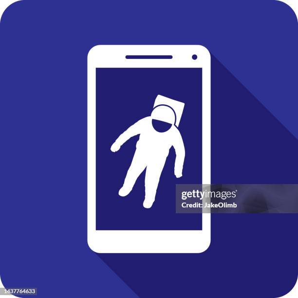 spaceman smartphone icon silhouette 2 - moonwalk dance stock illustrations