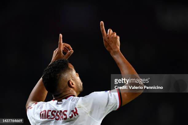 Junior Messias of AC Milan celebrates after scoring their side's first goal during the Serie A match between Torino FC and AC MIlan at Stadio...