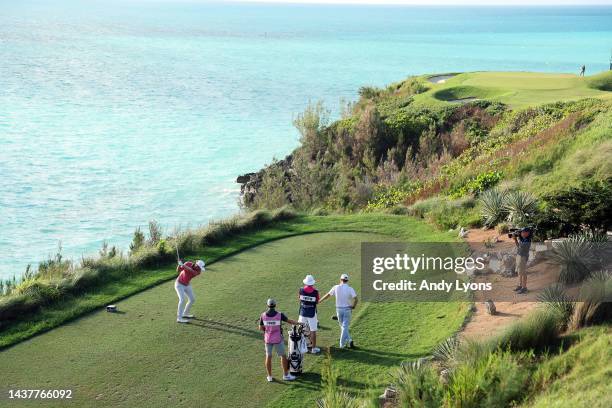 Seamus Power of Ireland hits his first shot on the 17th hole during the final round of the Butterfield Bermuda Championship at Port Royal Golf Course...