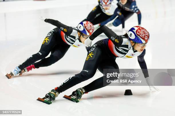 Suk Hee Shim of Korea competing during the Short Track Speed Skating World Cup at the Maurice-Richard Arena on October 30, 2022 in Montreal, Canada