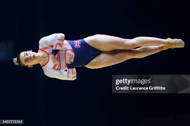 Alice Kinsella of Team Great Britain competes on Floor during Women's Qualification on Day Two of the FIG Artistic Gymnastics World Championships at...